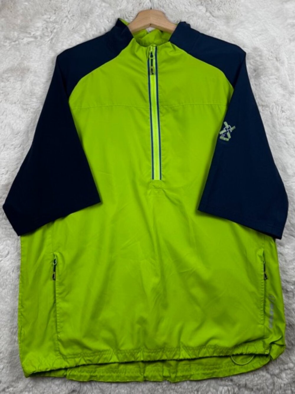 Sunice Golf Jacket Men's XL Green Blue 1/4 Zip Windbreaker Short Sleeve Windmill